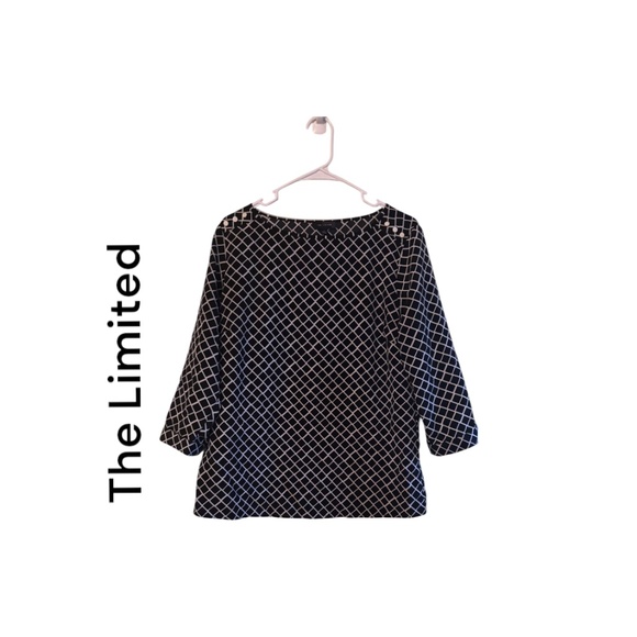 The Limited Tops - The Limited Black & White Patterned Shirt with Buttons on Sleeves